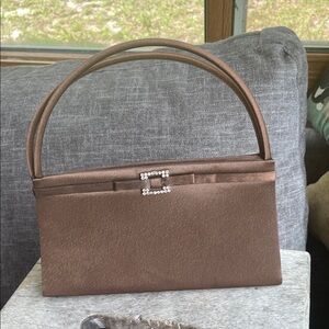 Vintage Evening Elegant Brown Satin Handbag